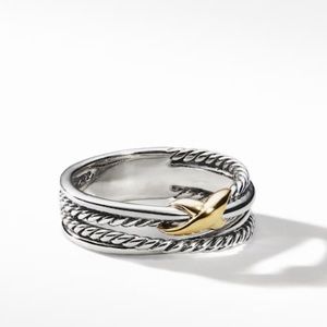 X Crossover Ring with 18K Gold